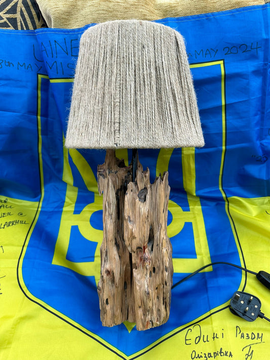 Handmade Wooden Lamp from Ukraine - UK 3 Prong Plug