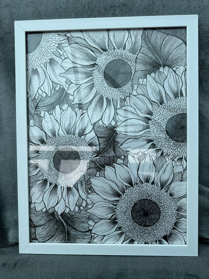 Incredible Sunflower Pen & Ink Hand Drawing