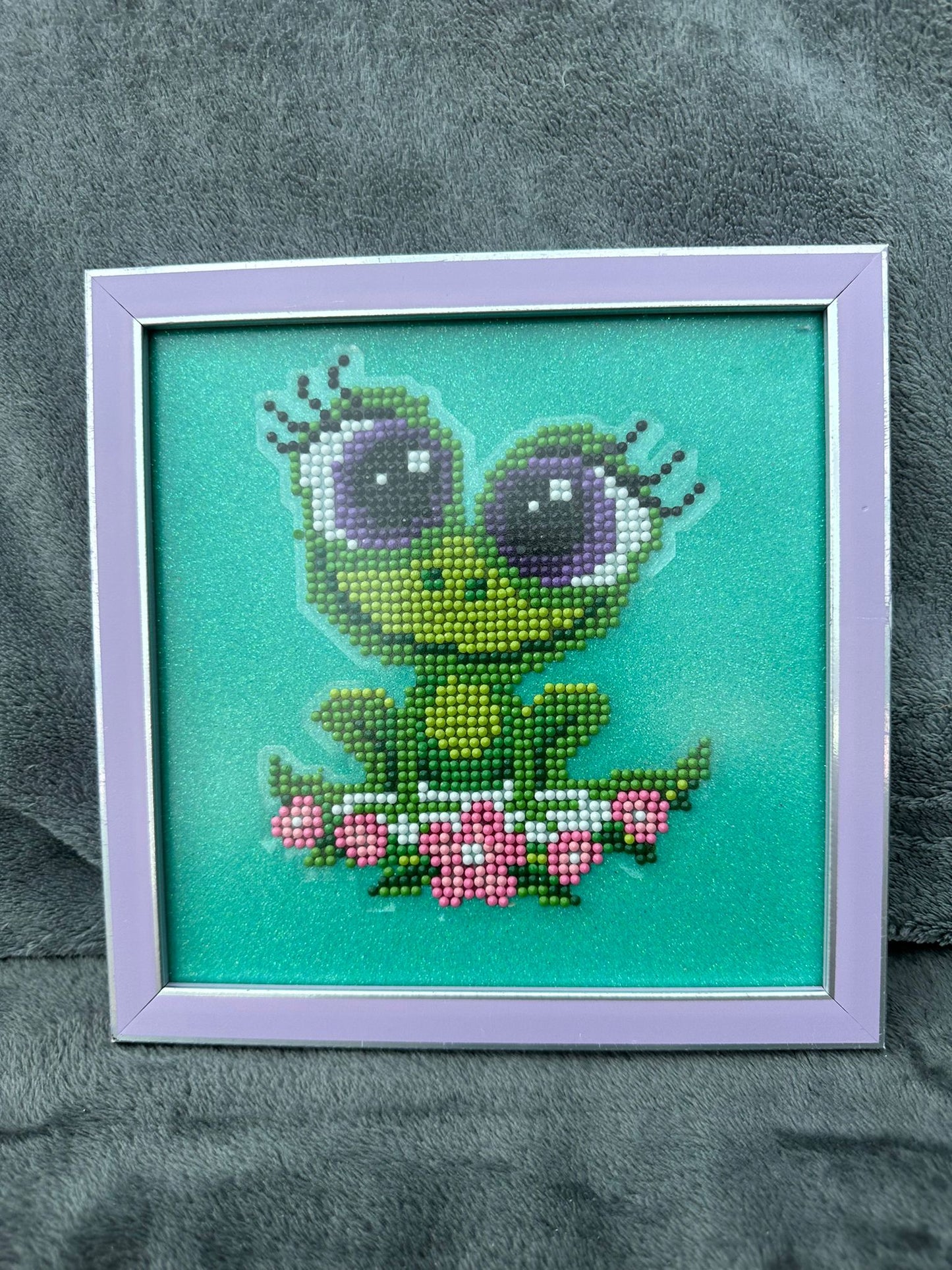 Framed Handmade Frog Beadwork Picture